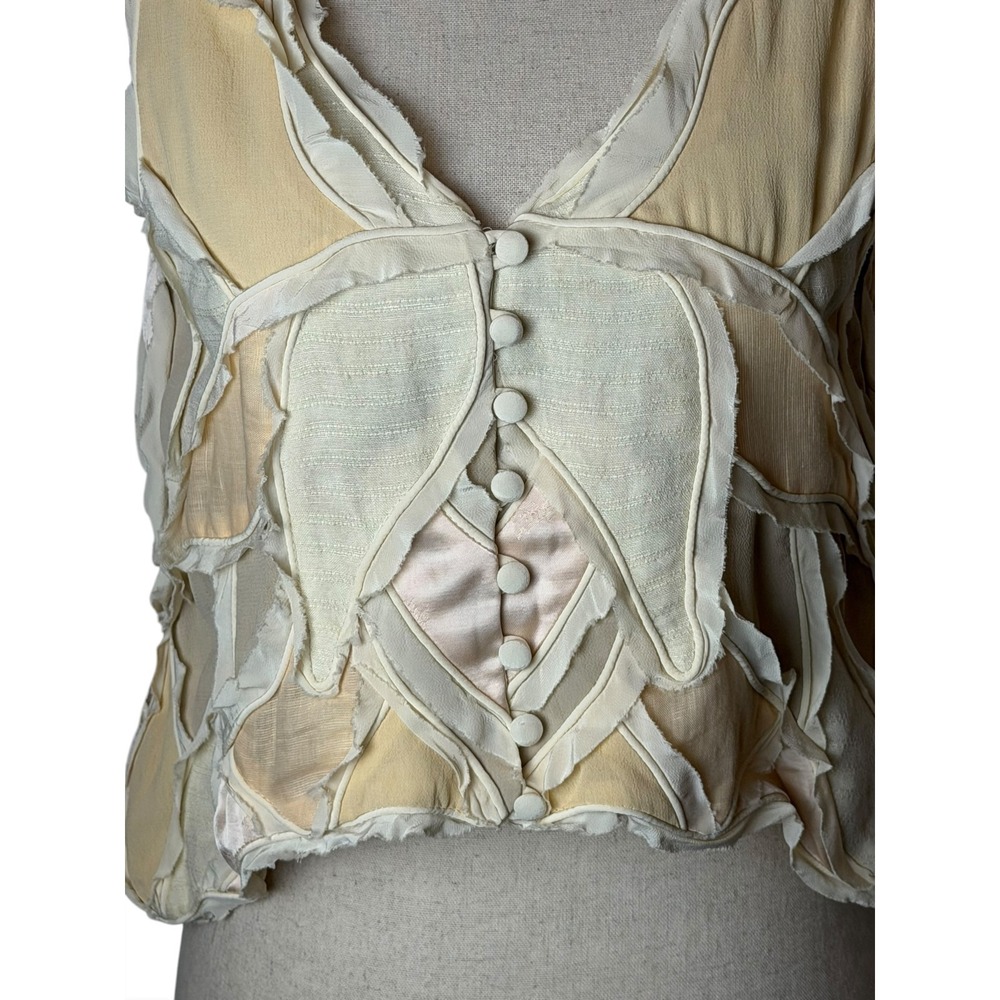 Zara Patchwork Waist Coat Vest Women XS Beige NWT Limited Edition Collection - Picture 6 of 9